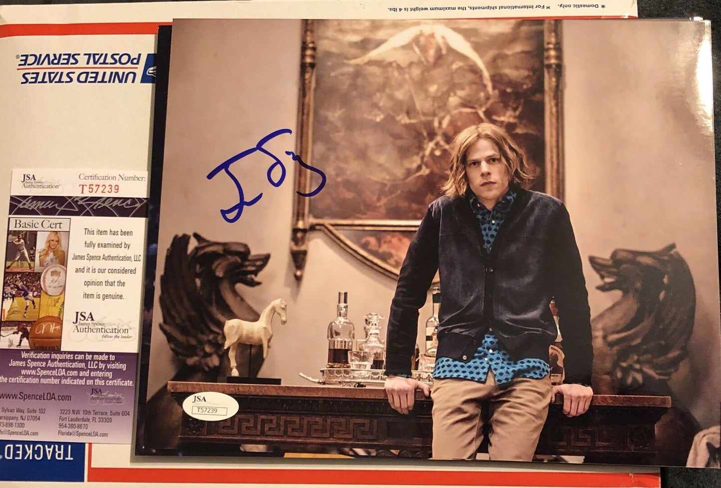 Jesse Eisenberg Signed Lex Luthor 8x10 Autographed Photo JSA COA DC Superman Bat