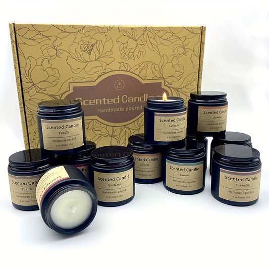12-Pack Scented Candle Set, 100g (3.53oz) Home Smokeless Candle, 30 Hours Burning Time, Home Aromatherapy, Black Glass Gift Box Set, Wedding, Birthday, Halloween, Thanksgiving, Christmas, Mom, Friend, Wife, Sister, Women's Ho