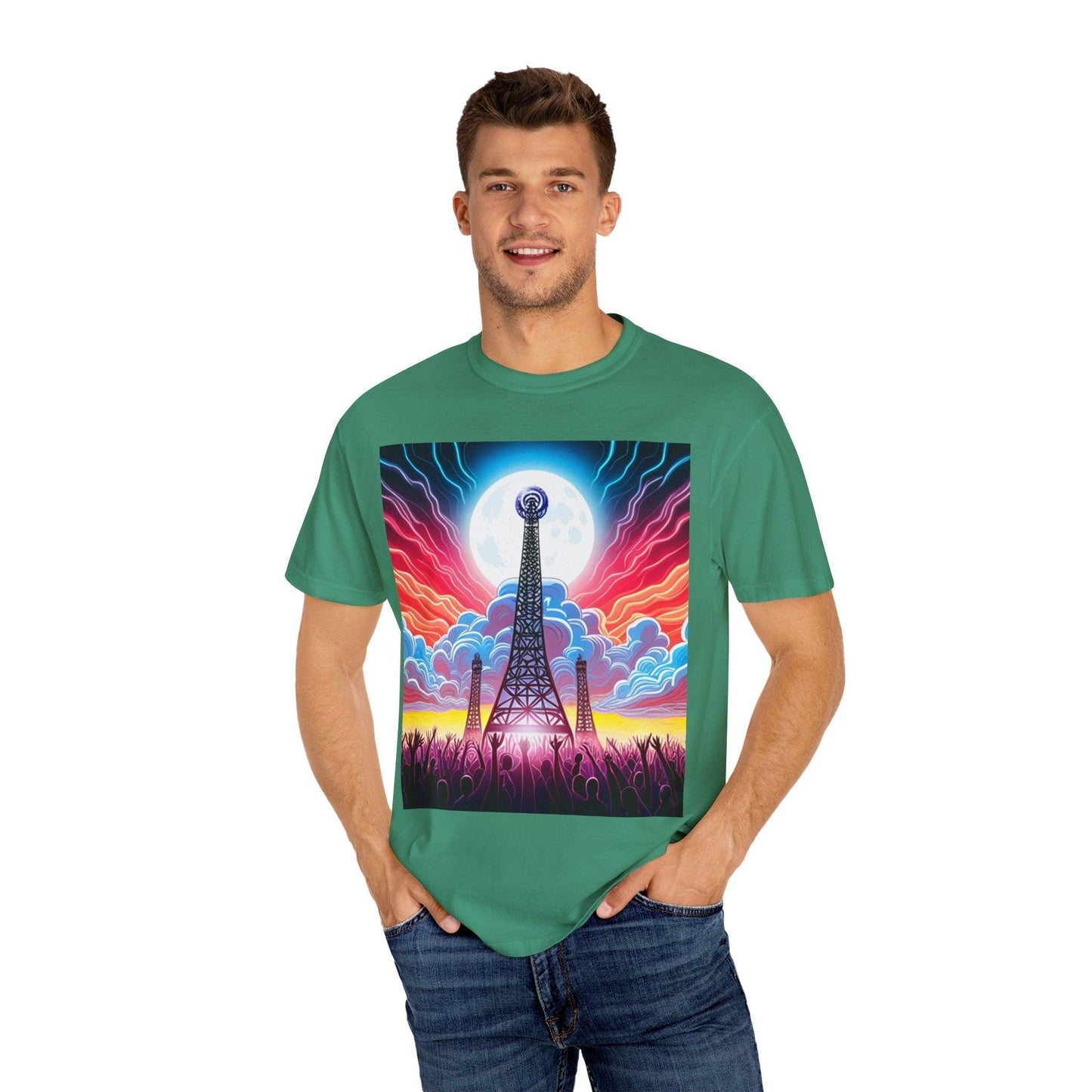 Eiffel CellTower Unisex Garment-Dyed T-shirt - Lizard Vigilante