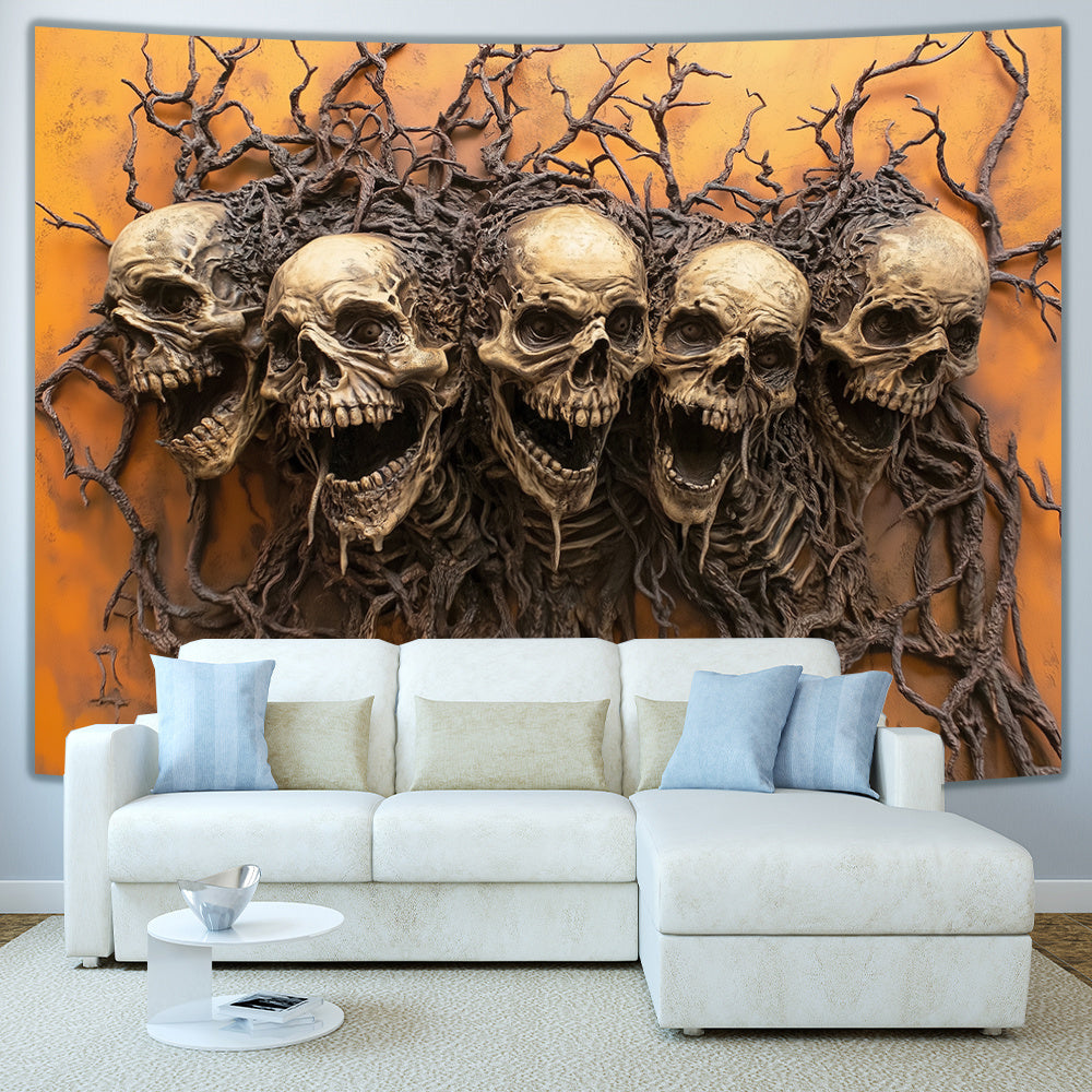 3D Skull & Branch Tapestry - Stunning Visual Art for Living Room, Bedroom, Office | Creative Decor Gift - Premium banner from Lizard Vigilante - Just $21.99! Shop now at Lizard Vigilante