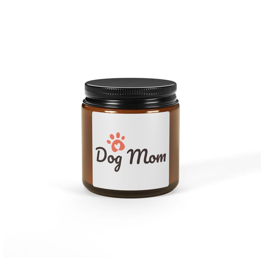 Dog Mom Soy Candle – Scented Amber Jar (Gift for Pet Lovers)