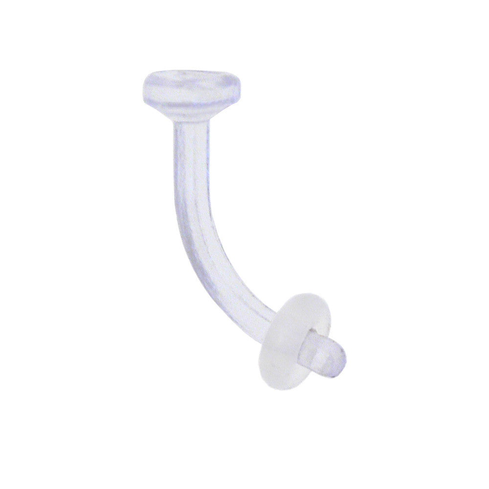 14G curved barbell CLEAR RETAINER 3/8