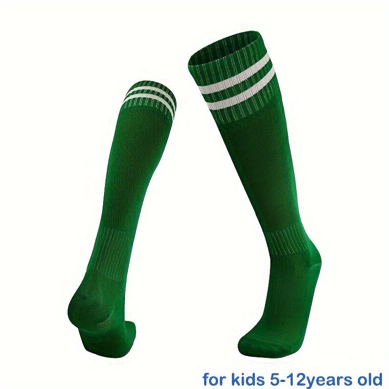 1 pair Striped Knee-High Sports Socks for Kids - Breathable & Comfortable for Basketball, Football & Running