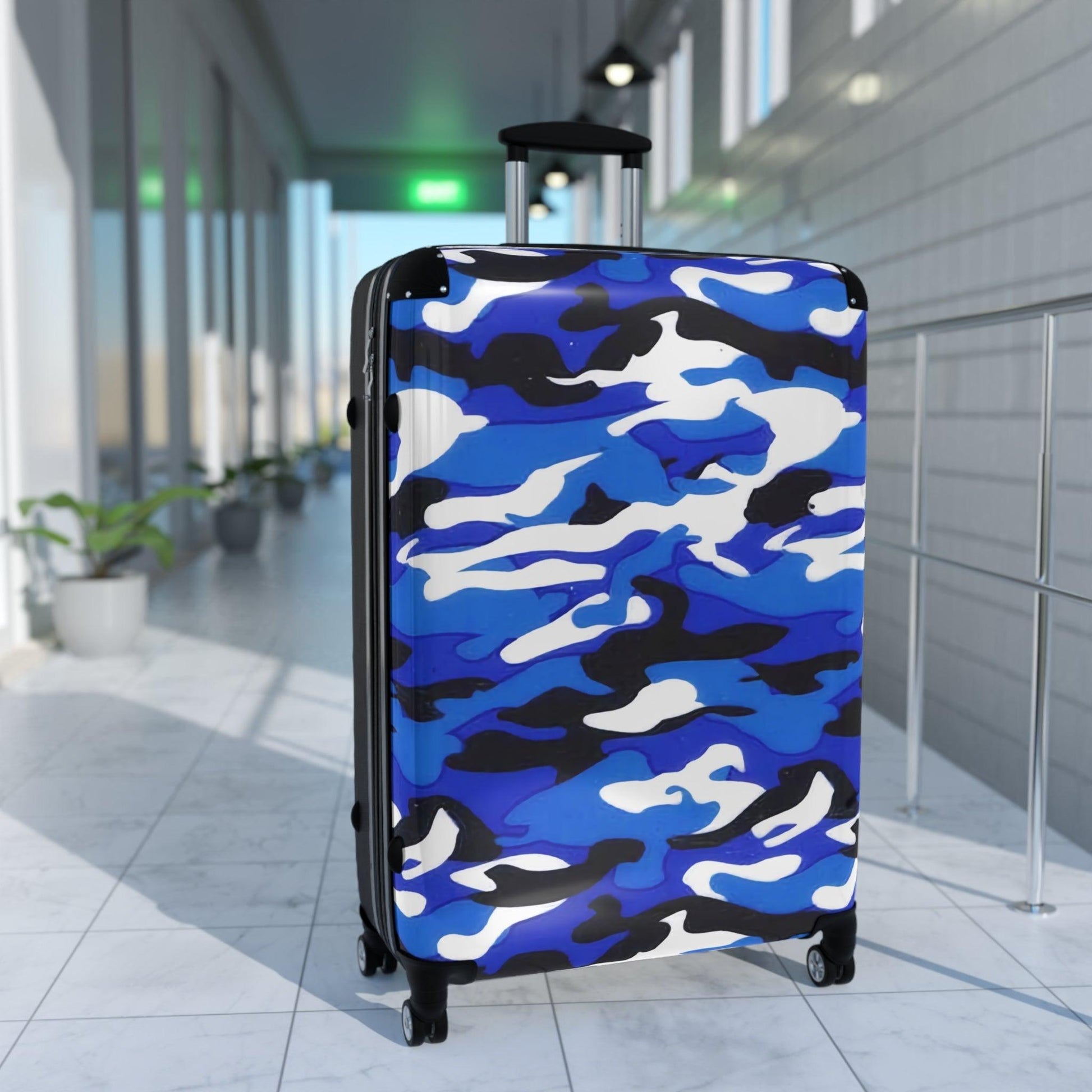 Blue Grey White Black Camouflage Suitcase - Lizard Vigilante