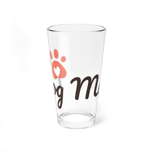 Dog Mom 16oz Mixing Glass – Cute Pawprint Cocktail & Beverage Glass
