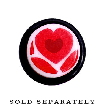 6G Lovely Red Heart Acrylic Ear Taper