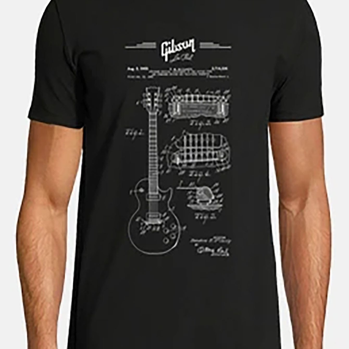 Gibson Les Paul Guitar Patent Drawing T-Shirt – 100% Cotton, Crew Neck, All-Season Casual Music Tee - Premium T-Shirt from Lizard Vigilante - Just $24.88! Shop now at Lizard Vigilante