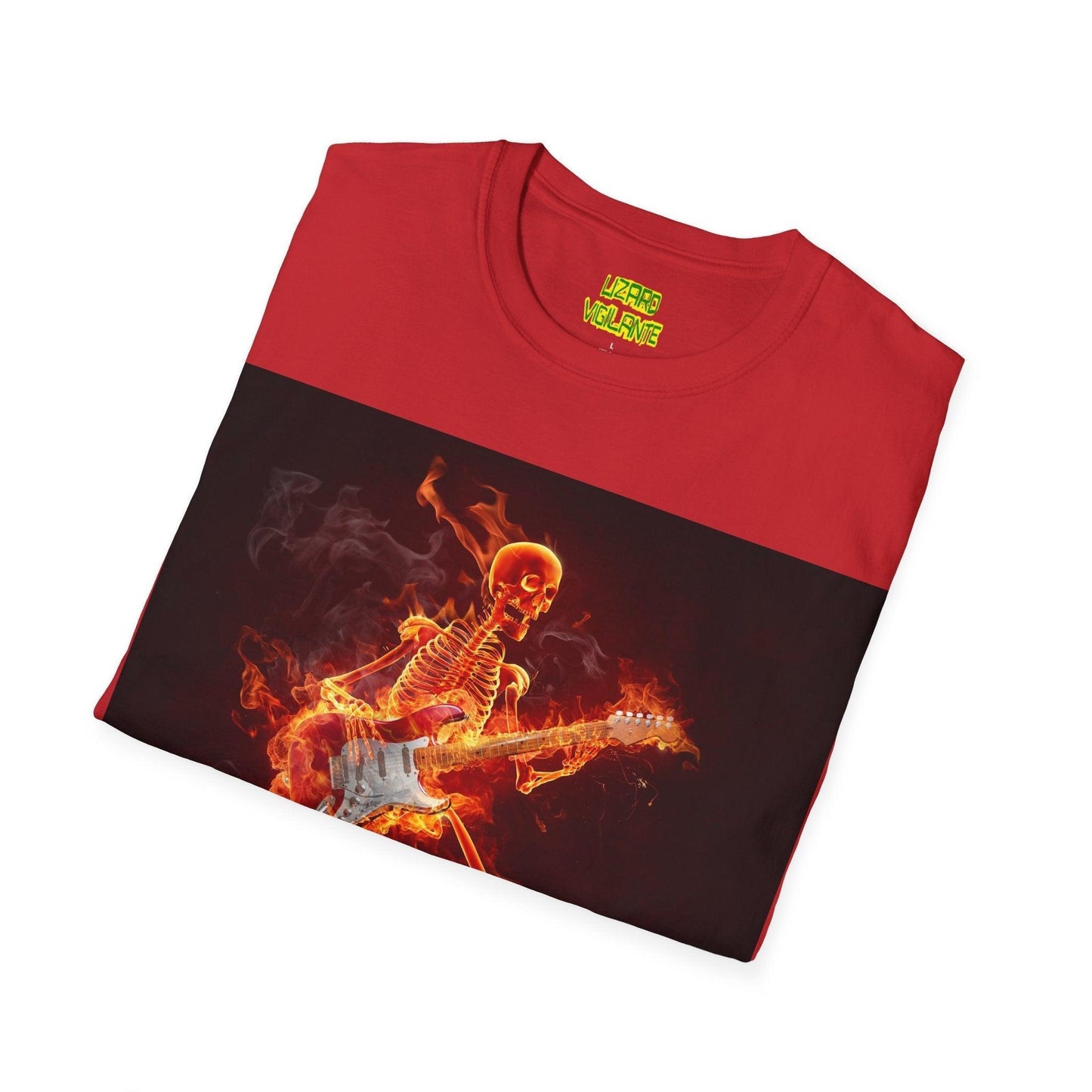 Fiery Guitarist Unisex Softstyle T-Shirt - Lizard Vigilante