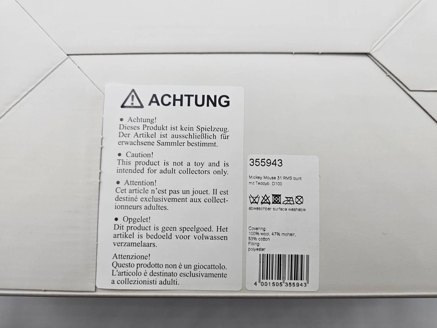 Disney 100 Steiff - Mickey Mouse with Teddy Bear 12" Collectible Teddy Bear