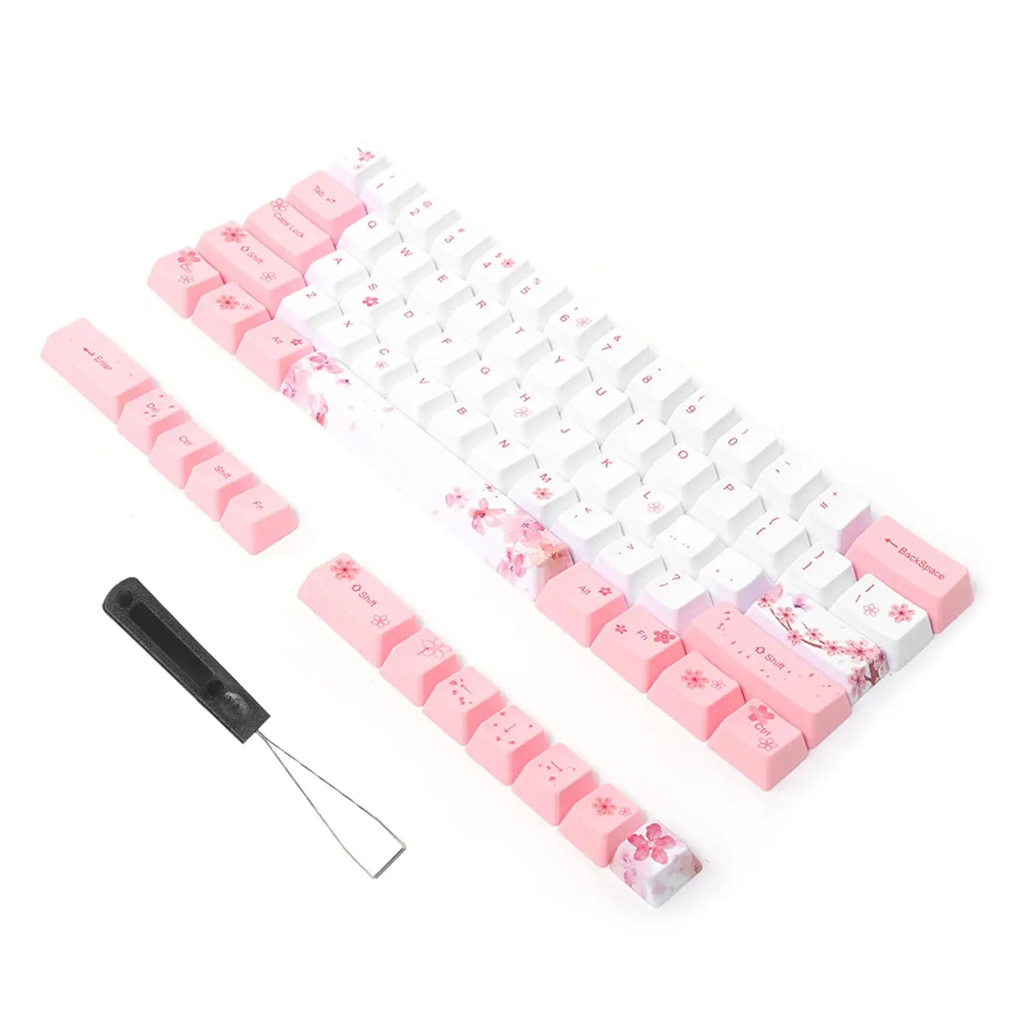 PBT Mechanical Keycaps with Cherry Blossom Design
