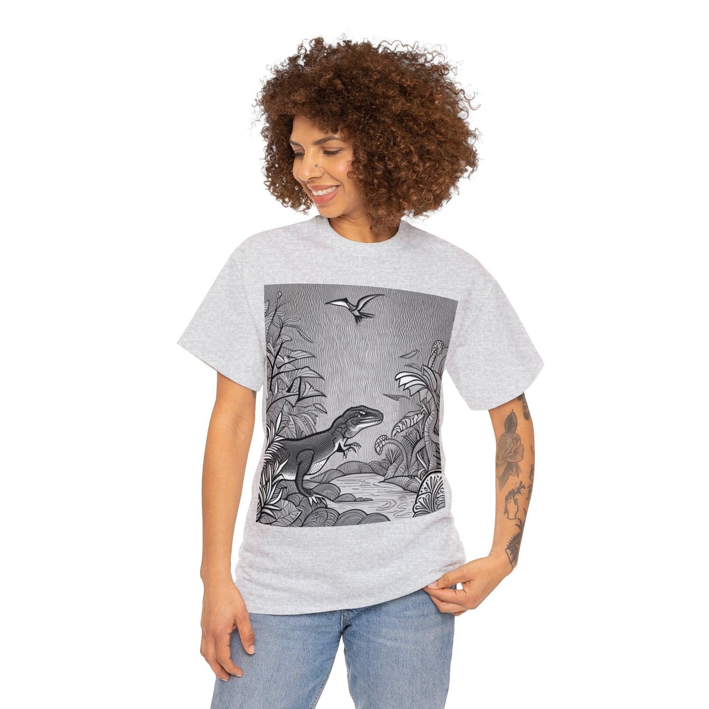 Prehistory Scene Unisex Heavy Cotton Tee - Lizard Vigilante