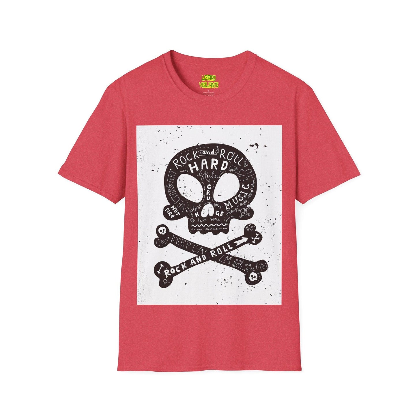 Rock and Roll Hard Skull Unisex Softstyle T-Shirt - Lizard Vigilante