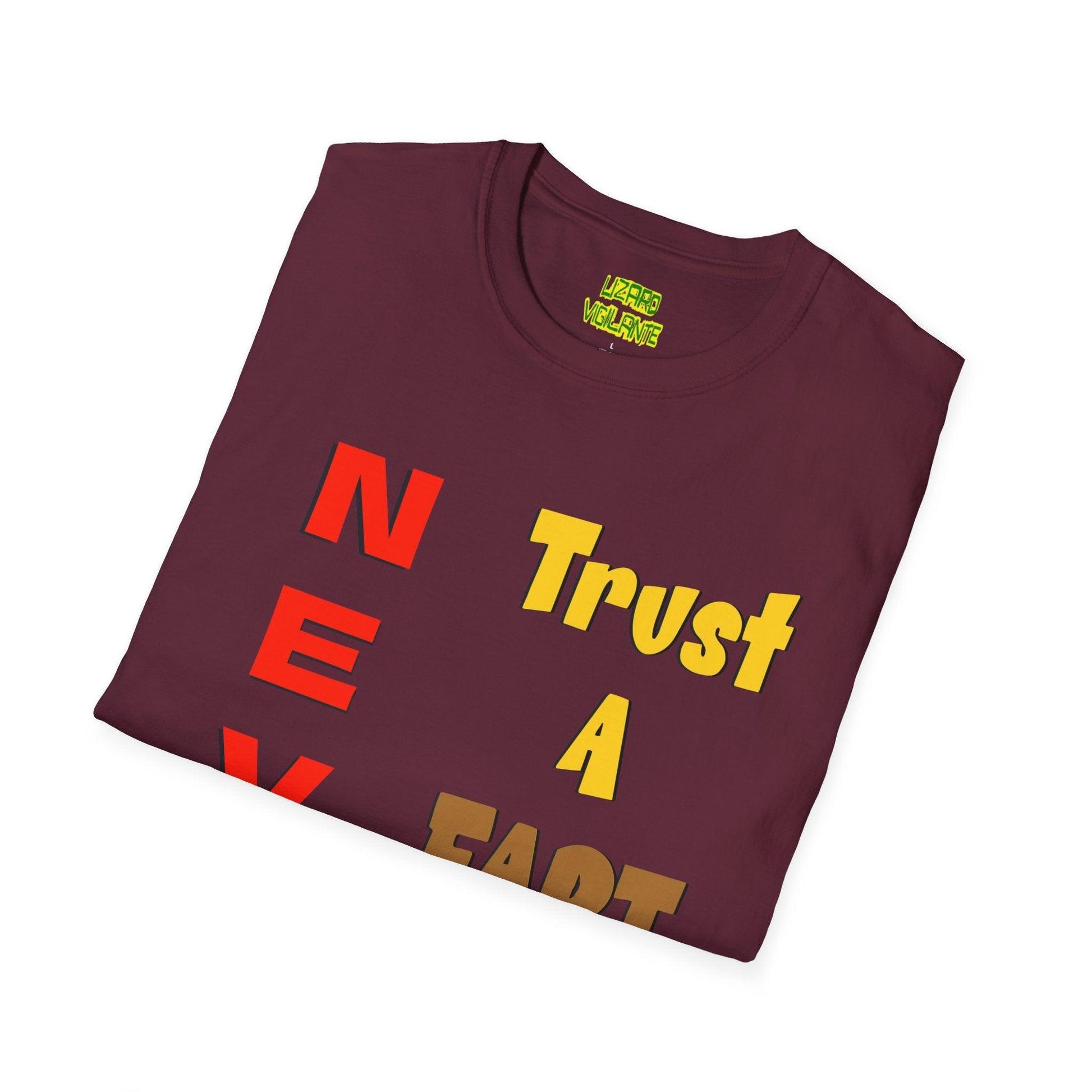 NEVER Trust A FART AFTER 50! Unisex Lightweight Softstyle Tee Shirt Sizes S-4XL, Tear-Away Label - Lizard Vigilante