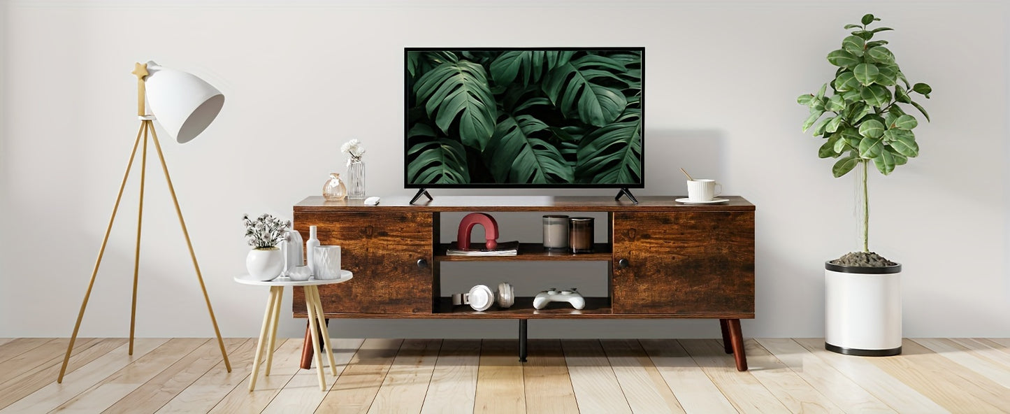 60-Inch Media Console Table – Black/Brown Modern Entertainment Center with Storage Cabinet, Sturdy TV Stand for Living Room and Bedroom - Premium table from Lizard Vigilante - Just $114.99! Shop now at Lizard Vigilante