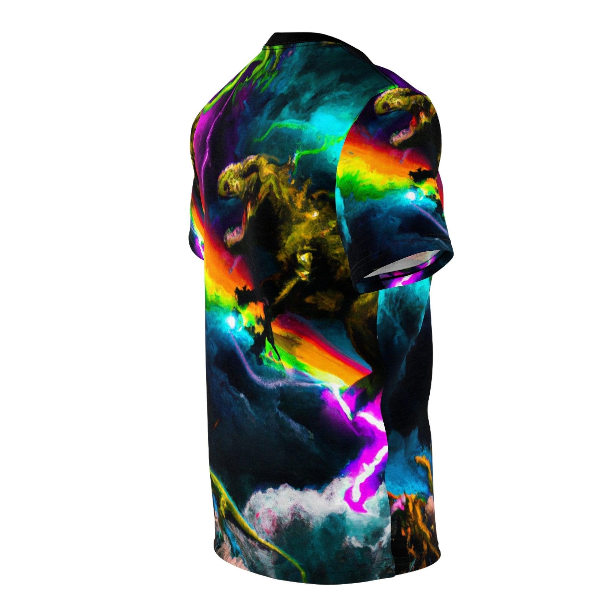 Rainbow in the Dark Dino Unisex Cut & Sew Tee (AOP) - Lizard Vigilante