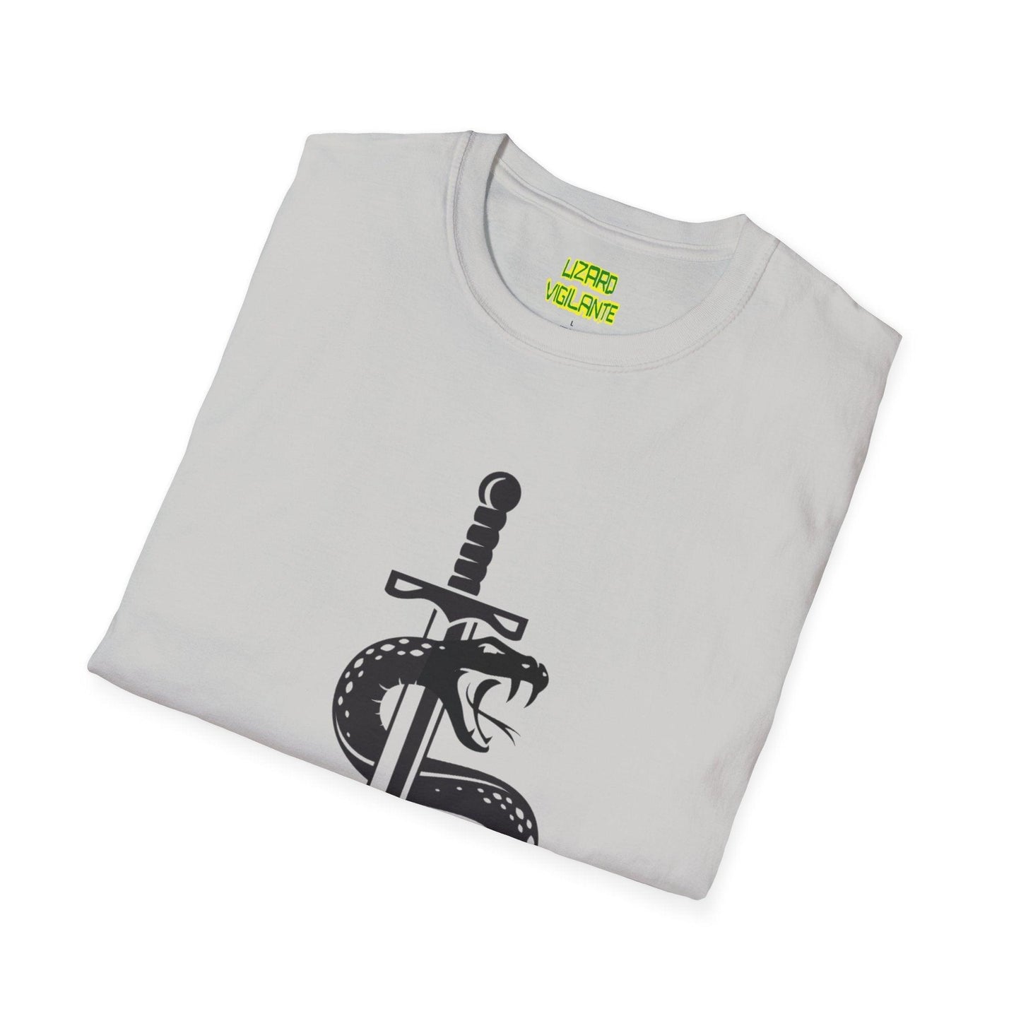 Snake-Wrapped Sword Unisex Softstyle T-Shirt - Lizard Vigilante