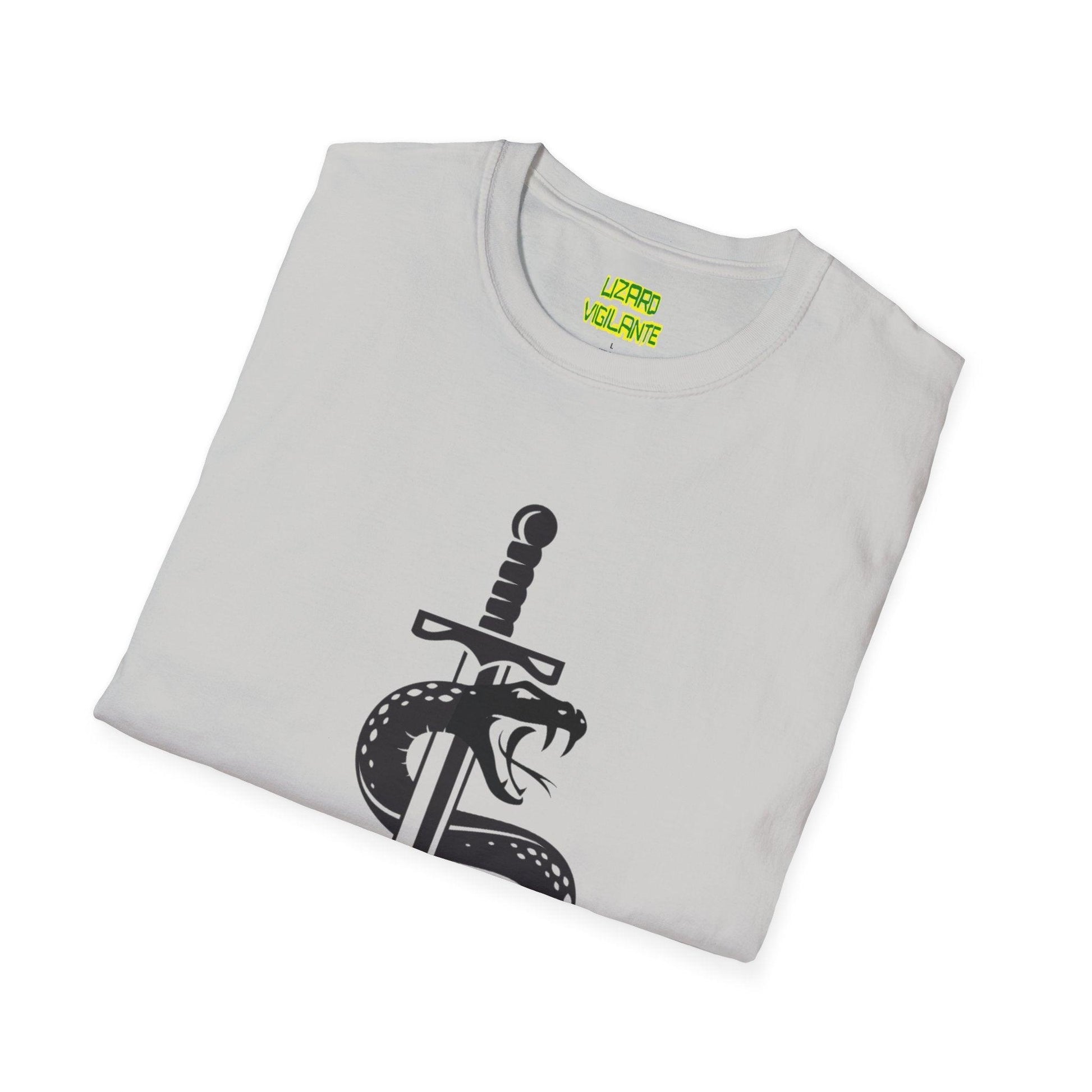 Snake-Wrapped Sword Unisex Softstyle T-Shirt - Lizard Vigilante