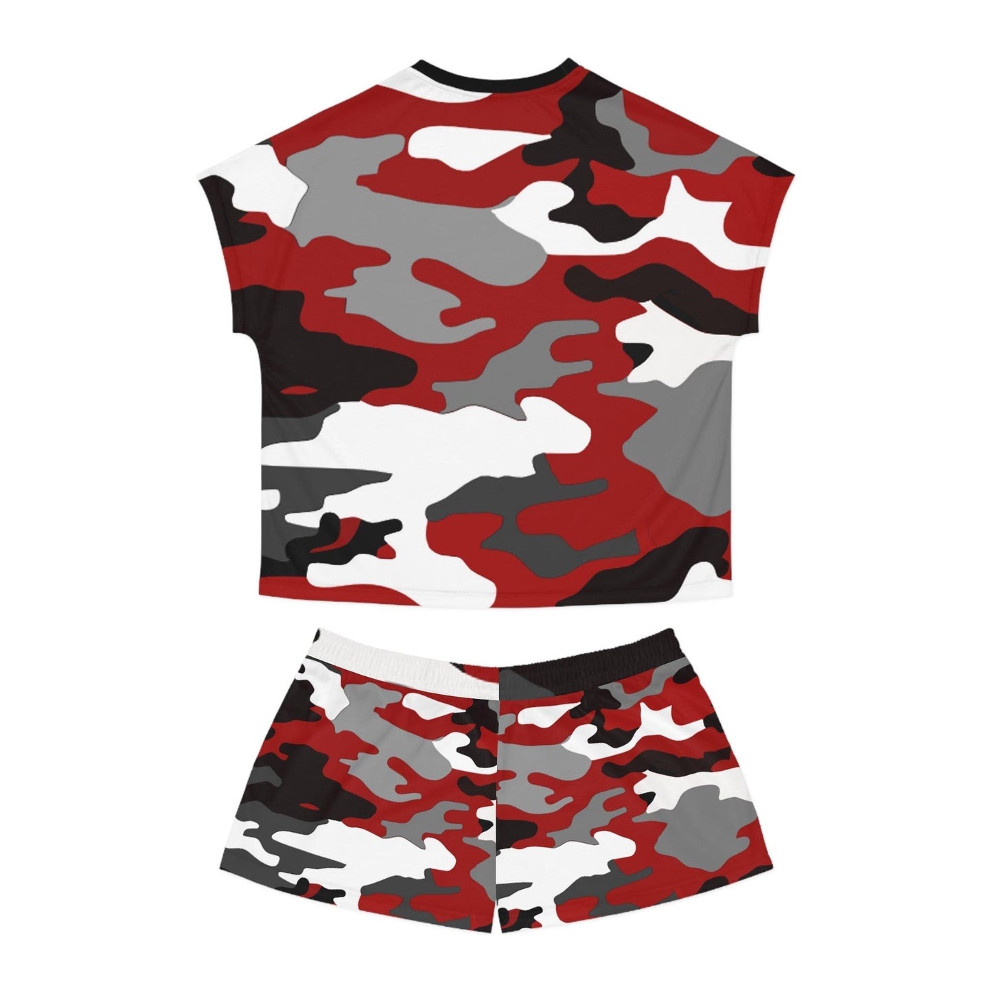 Red Black White Grey Camouflage Women's Short Pajama Set - Lizard Vigilante