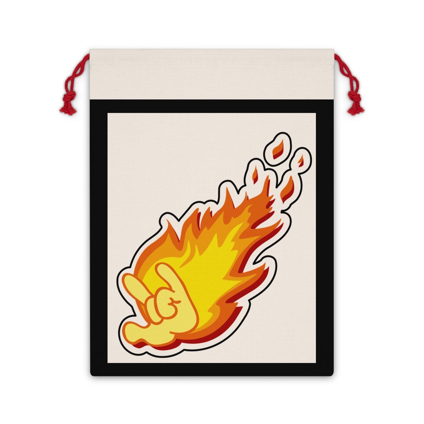 Flaming Cartoon Love hand Gesture Linen Bag - Lizard Vigilante