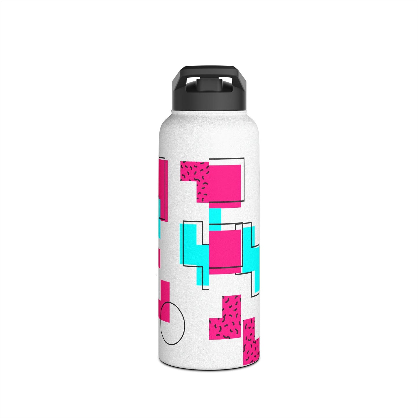 80s Geometric Stainless Steel Water Bottle, Standard Lid, 3 Sizes - Lizard Vigilante