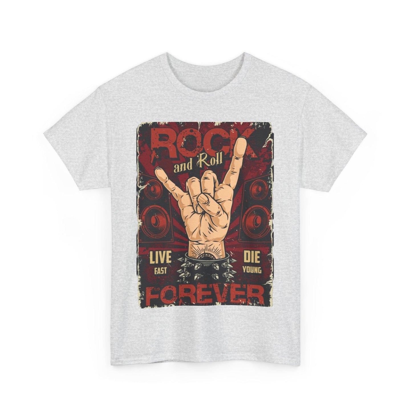 Rock and Roll Forever Hand Sign Unisex Heavy Cotton Tee - Lizard Vigilante