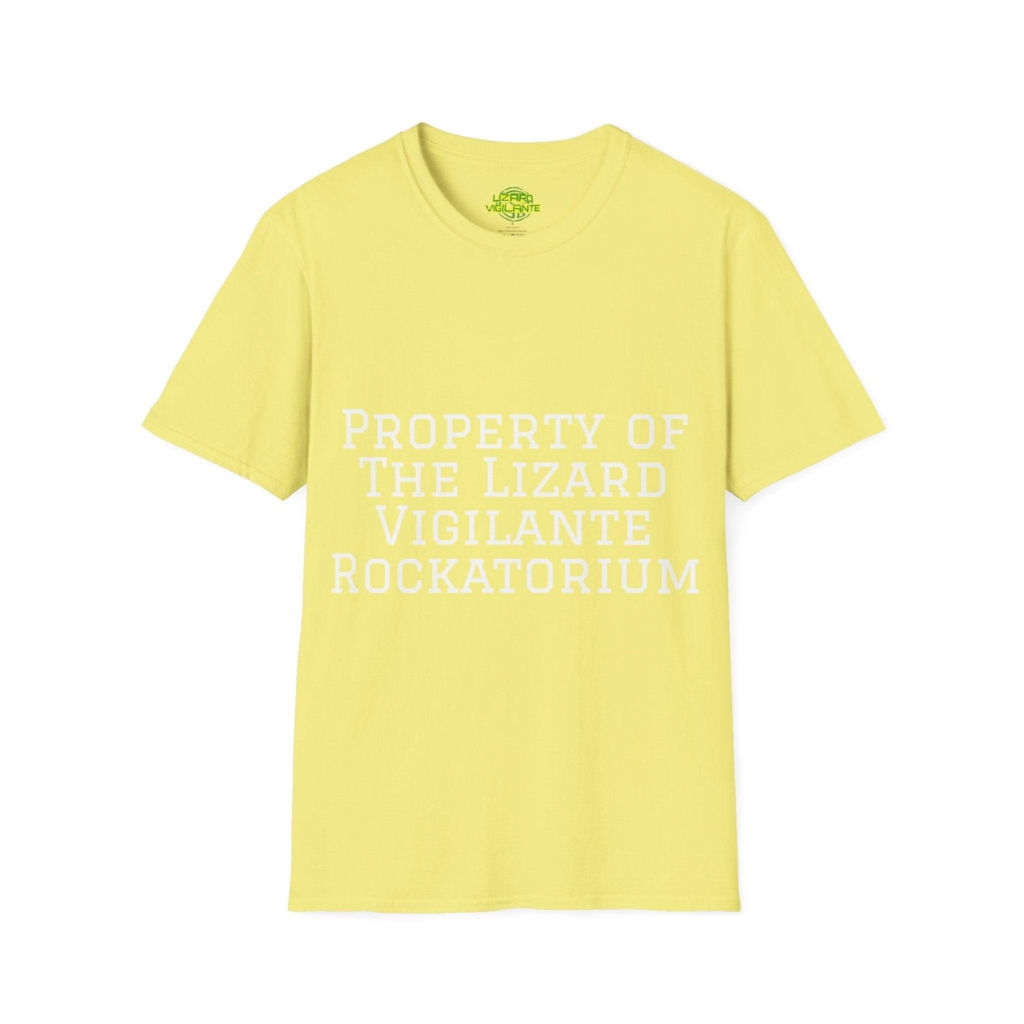 Property of The Lizard Vigilante Rockatorium Unisex Softstyle T-Shirt - Lizard Vigilante