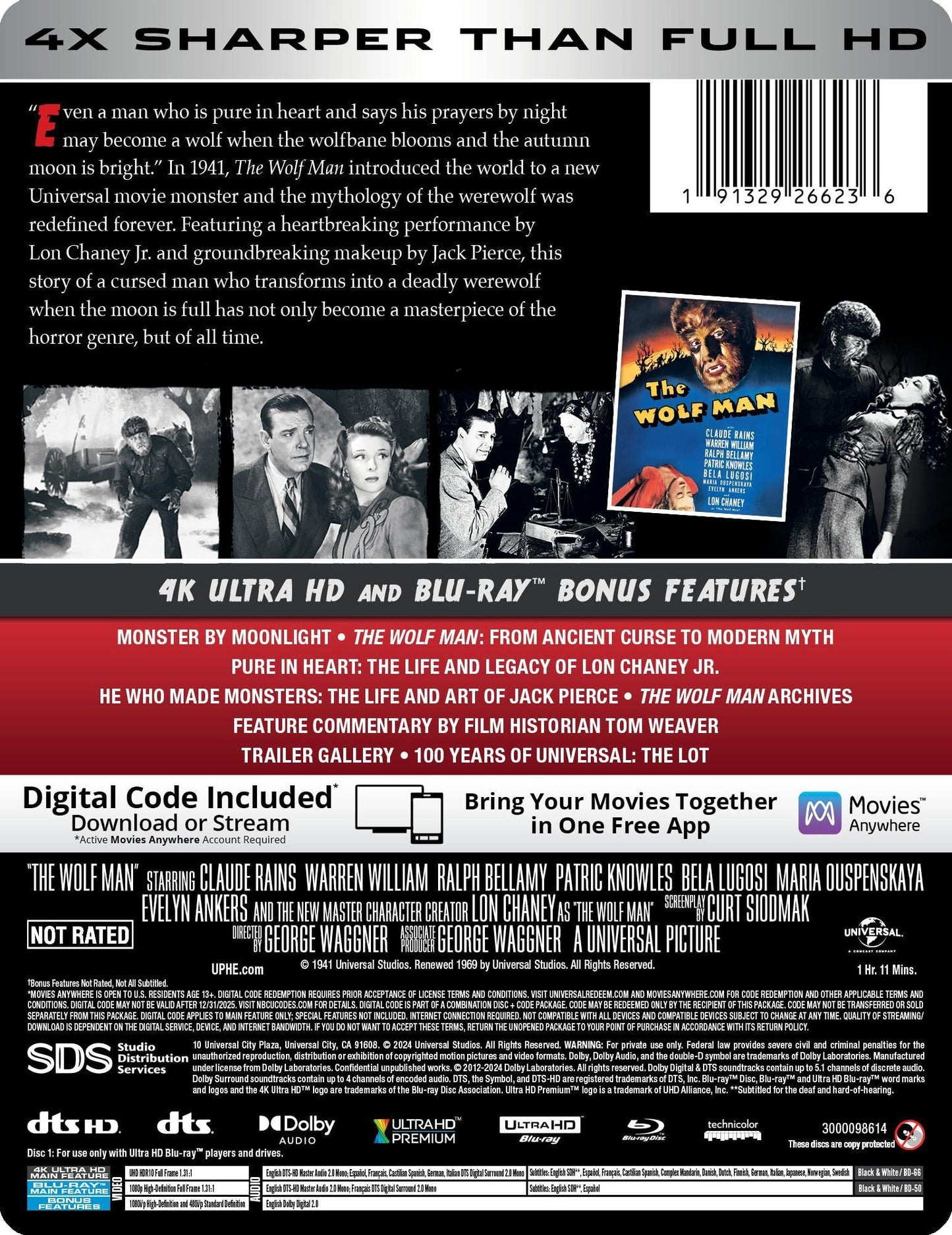 The Wolf Man (1941) Steelbook [4K Ultra HD + Blu-ray + Digital]