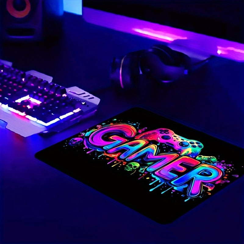Extra-Large Gaming Mouse Pad with UV Black Light Feature - Non-Slip, Washable Rubber Base, Game Console Design Desk Mat for Gamers and Office Use
