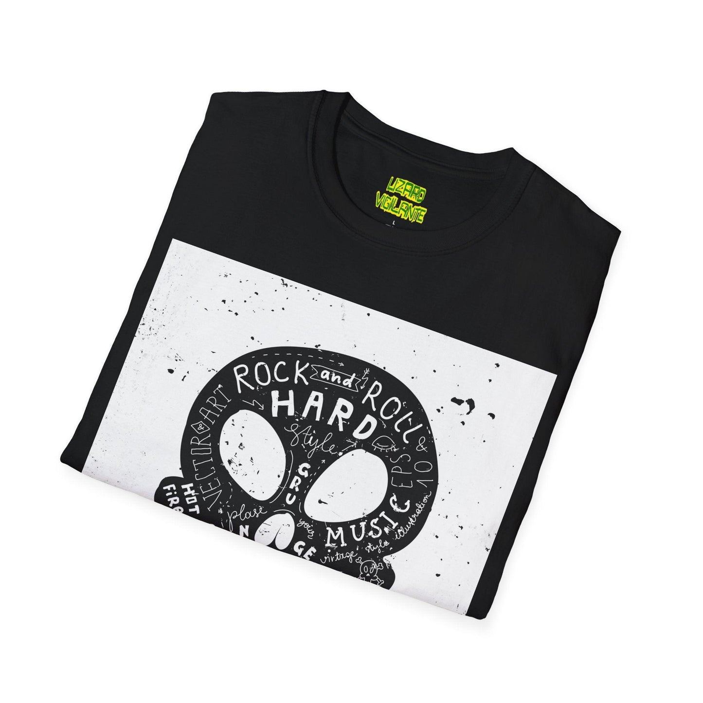 Rock and Roll Hard Skull Unisex Softstyle T-Shirt - Lizard Vigilante