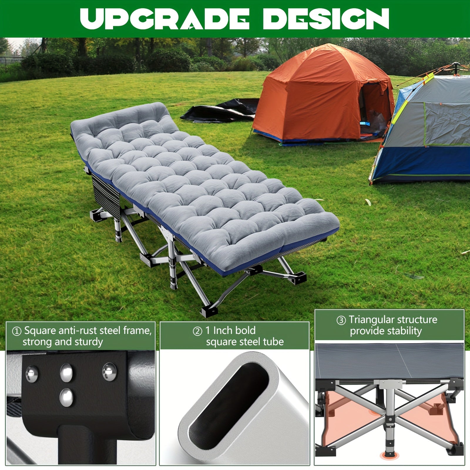 75" Heavy Duty Folding Bed Camping Cot - Portable, Collapsible Guest Bed with Carry Bag for Indoor & Outdoor Use - Premium cot from Lizard Vigilante - Just $79.99! Shop now at Lizard Vigilante