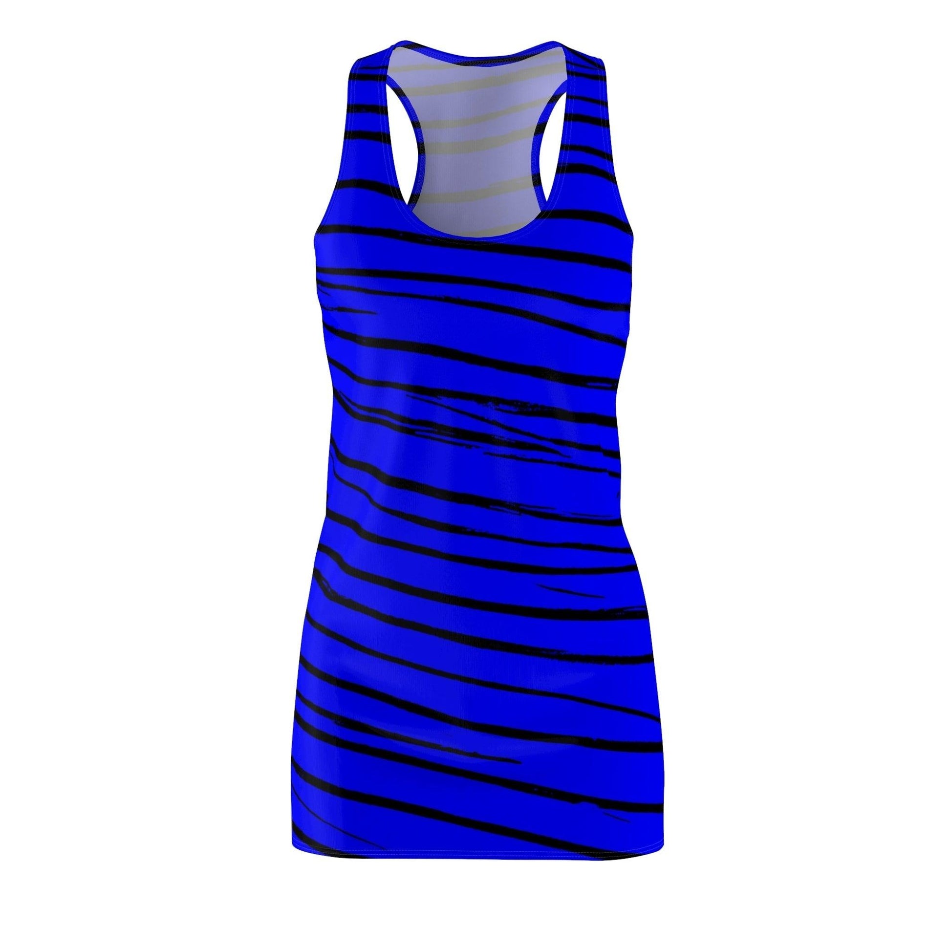 Black & Blue Strips Women's Cut & Sew Racerback Dress - Lizard Vigilante