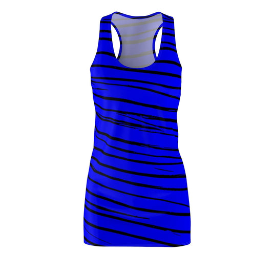 Black & Blue Strips Women's Cut & Sew Racerback Dress - Lizard Vigilante