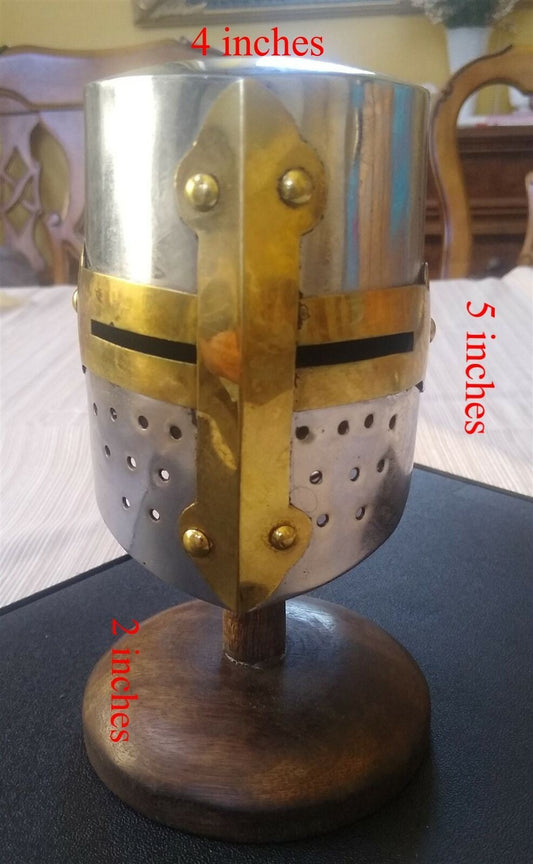 Miniature 5 Inch 20-Gauge Steel Crusader Helmet W/Stand ~New~