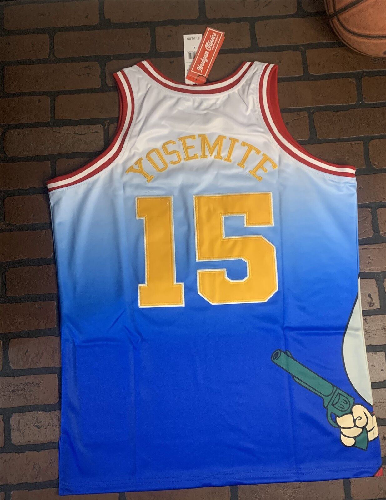 YOSEMITE SAM / DENVER Blue Headgear Classics Basketball Jersey ~Never Worn~ M XL