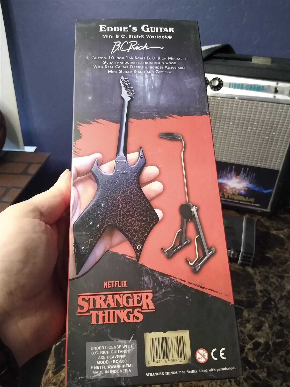 STRANGER THINGS Eddie's Guitar BC Rich NJ Warlock 1:4 Scale Replica Guitar ~Axe Heaven~