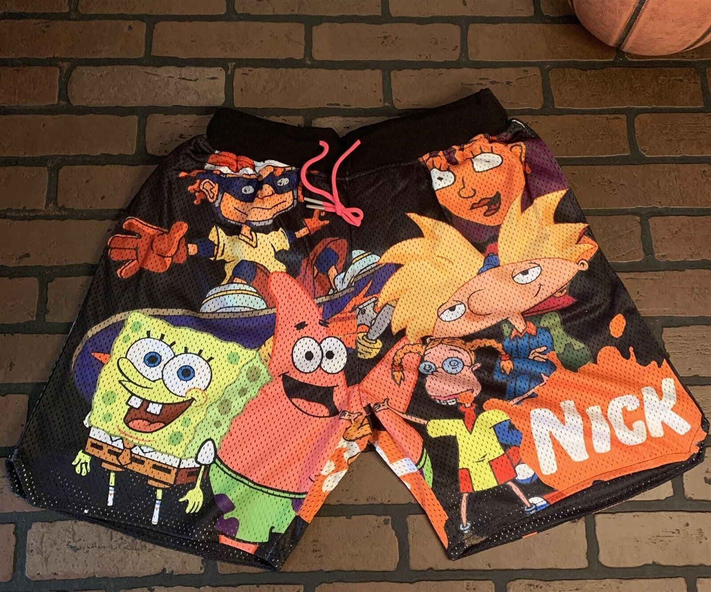 NICKELODEAN ALL OVER Headgear Classics Basketball Shorts ~Never Worn~ M 3XL
