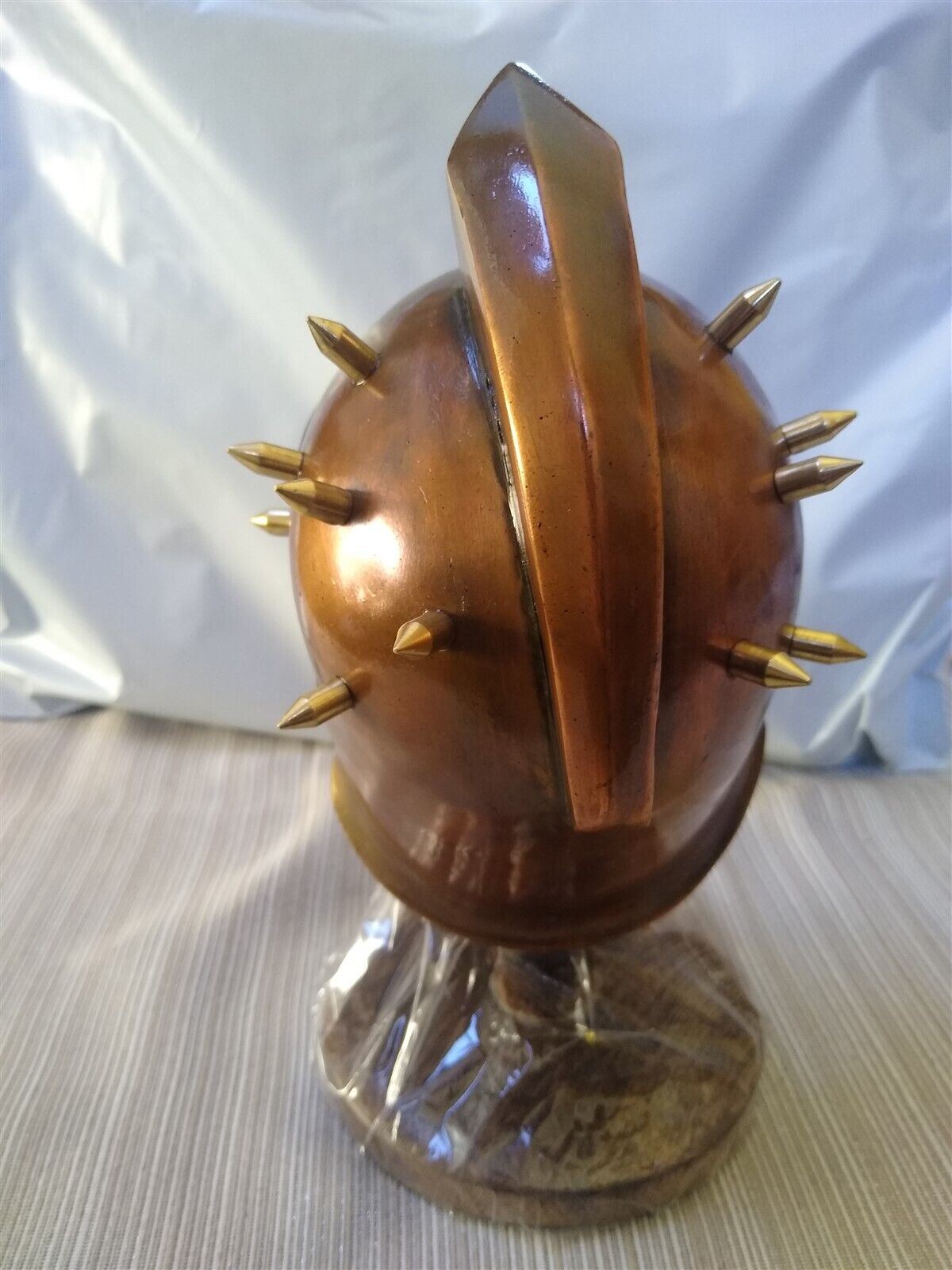 Gladiator Helmet Copper Finish 5 Inch 20-Gauge Steel W/Stand ~New~