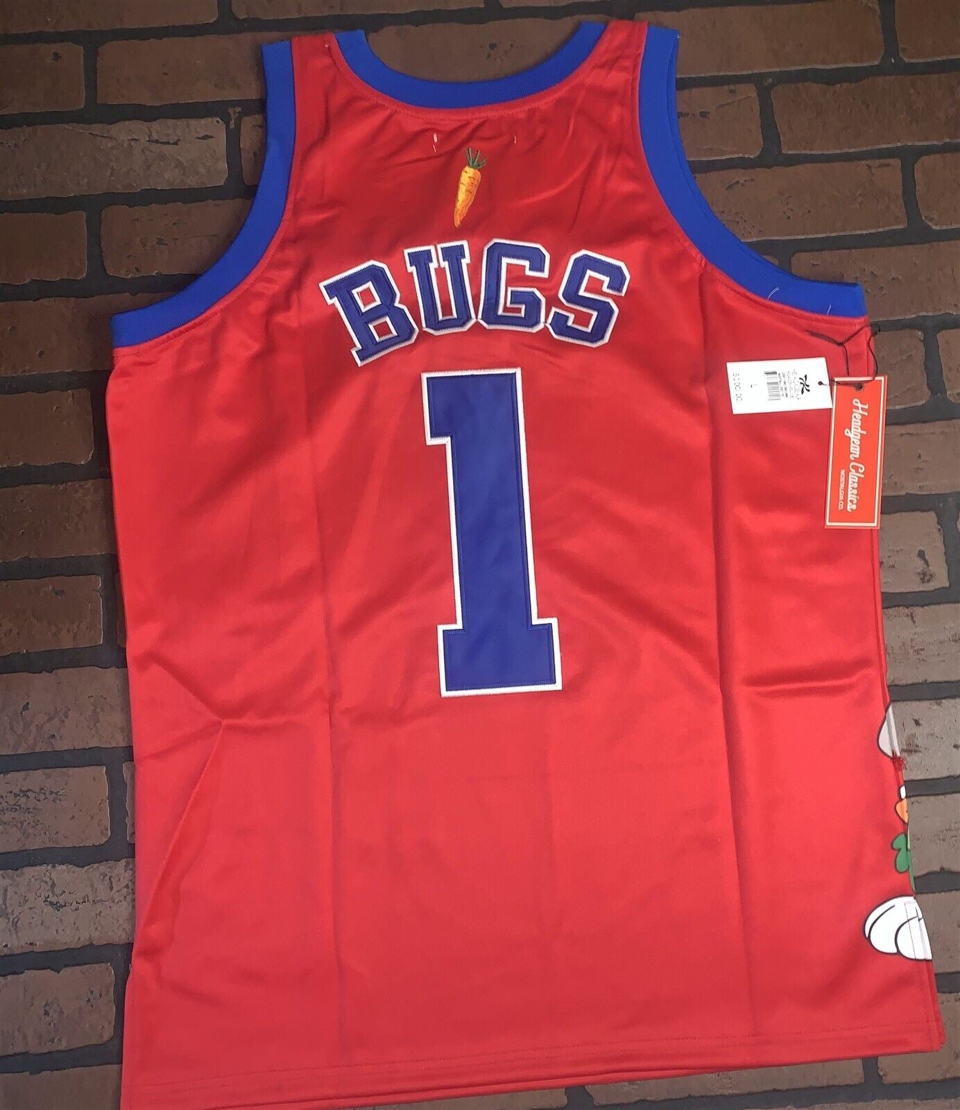 LOONEY TUNES TUNESQUAD Red Headgear Classics Basketball Jersey ~Never Worn~ L