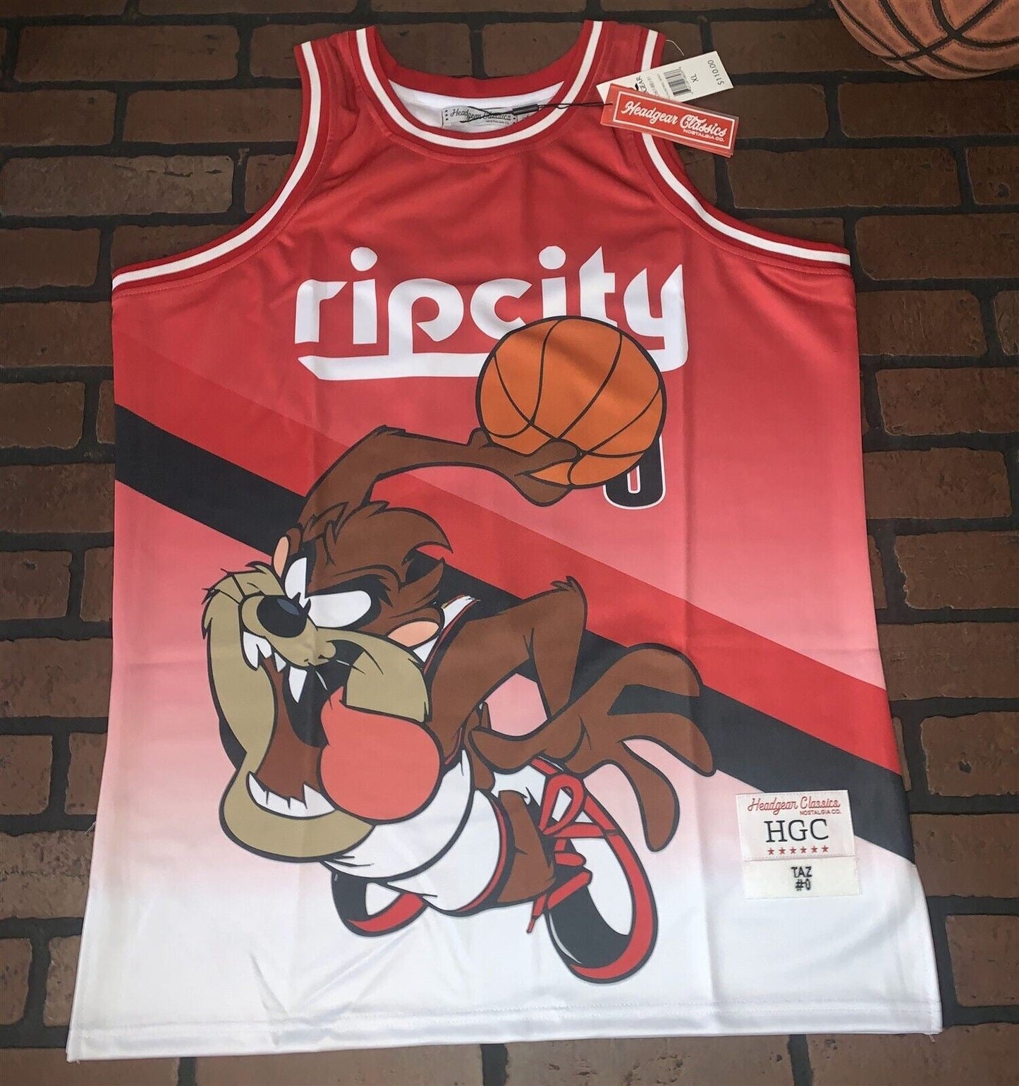 TAZ RIP CITY RED Headgear Classics Basketball Jersey ~Never Worn~ XL
