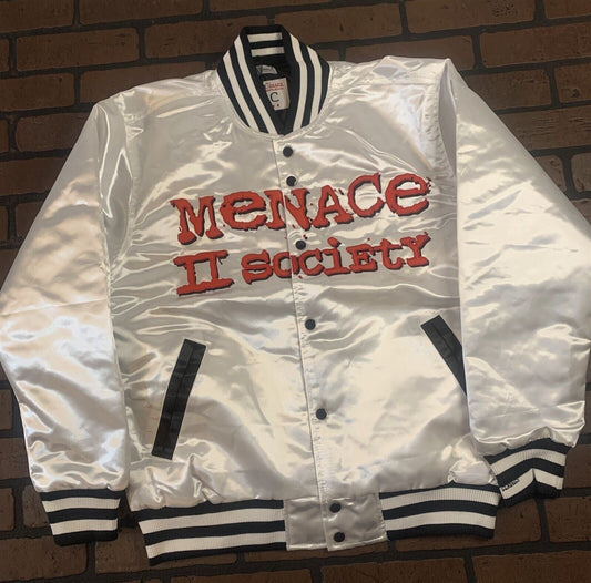 MENACE II SOCIETY Headgear Classics Streetwear White Jacket~Never Worn~ S - 2XL