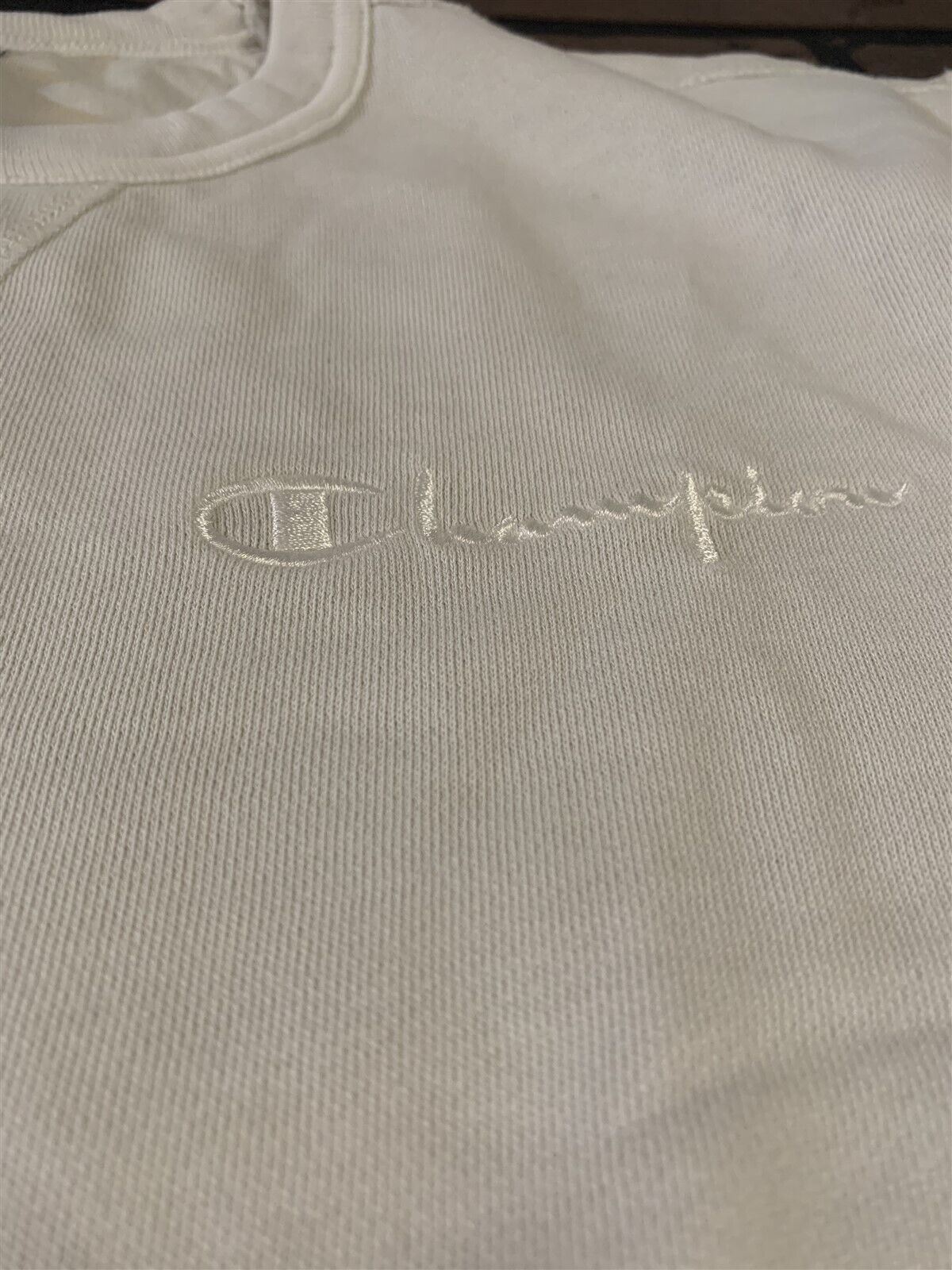 CHAMPION Stitched Light Cream Crew Neck~BRAND NEW~ S M L XL XXL