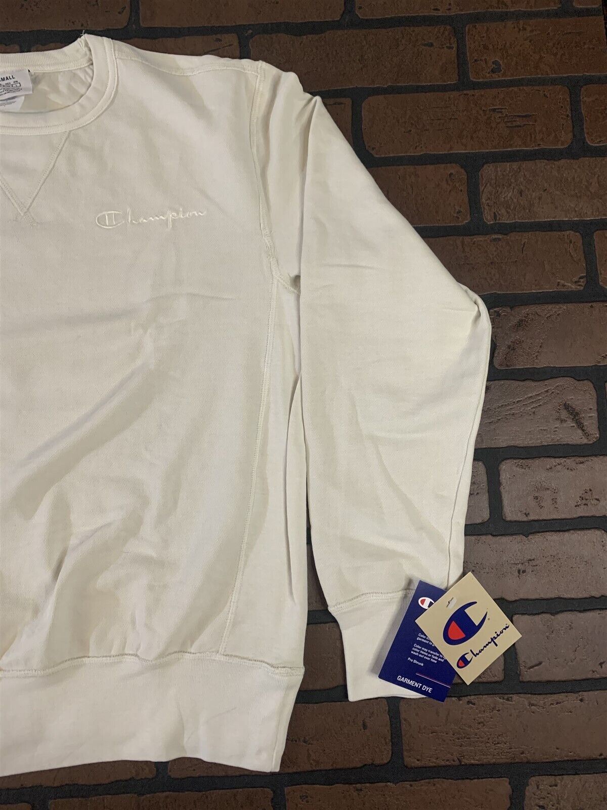 CHAMPION Stitched Light Cream Crew Neck~BRAND NEW~ S M L XL XXL