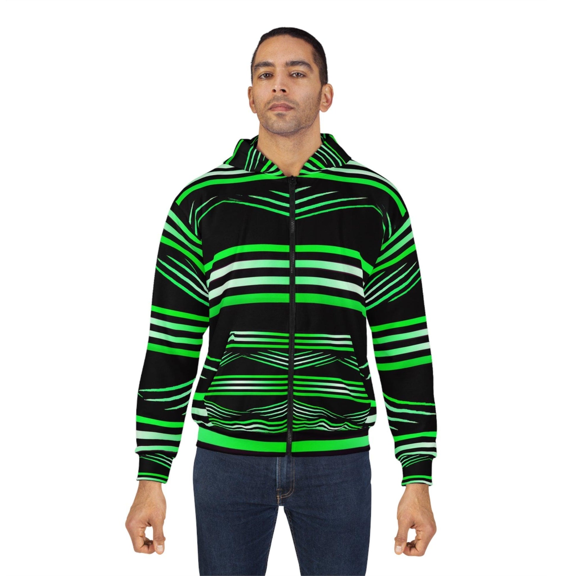 Black Green White Unisex Zip Hoodie - Lizard Vigilante