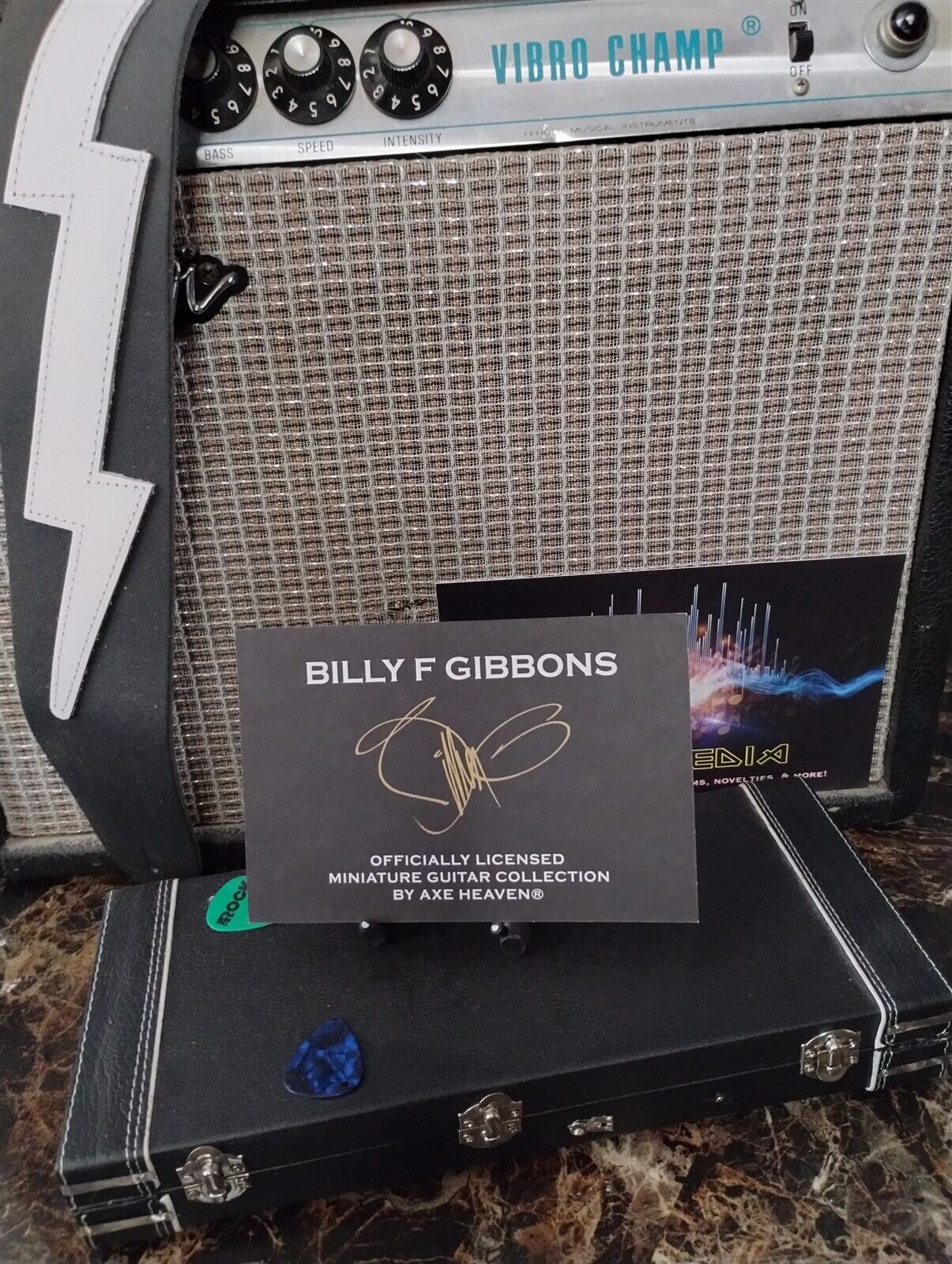 BILLY GIBBONS-Pinstripe Gibson LPaul Goldtop 1:4Scale Replica Guitar~Axe Heaven~