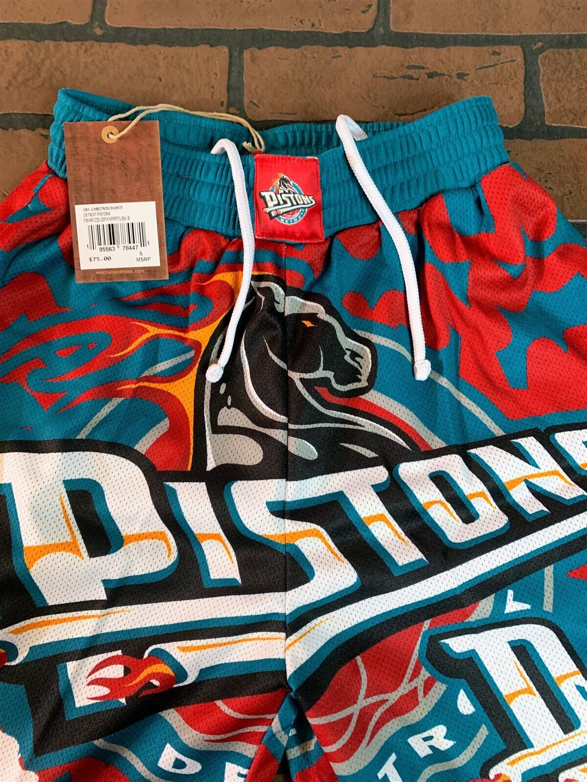 DETROIT PISTONS Mitchell & Ness Jumbotron 2.0 Sublimated Basketball Shorts ~New~