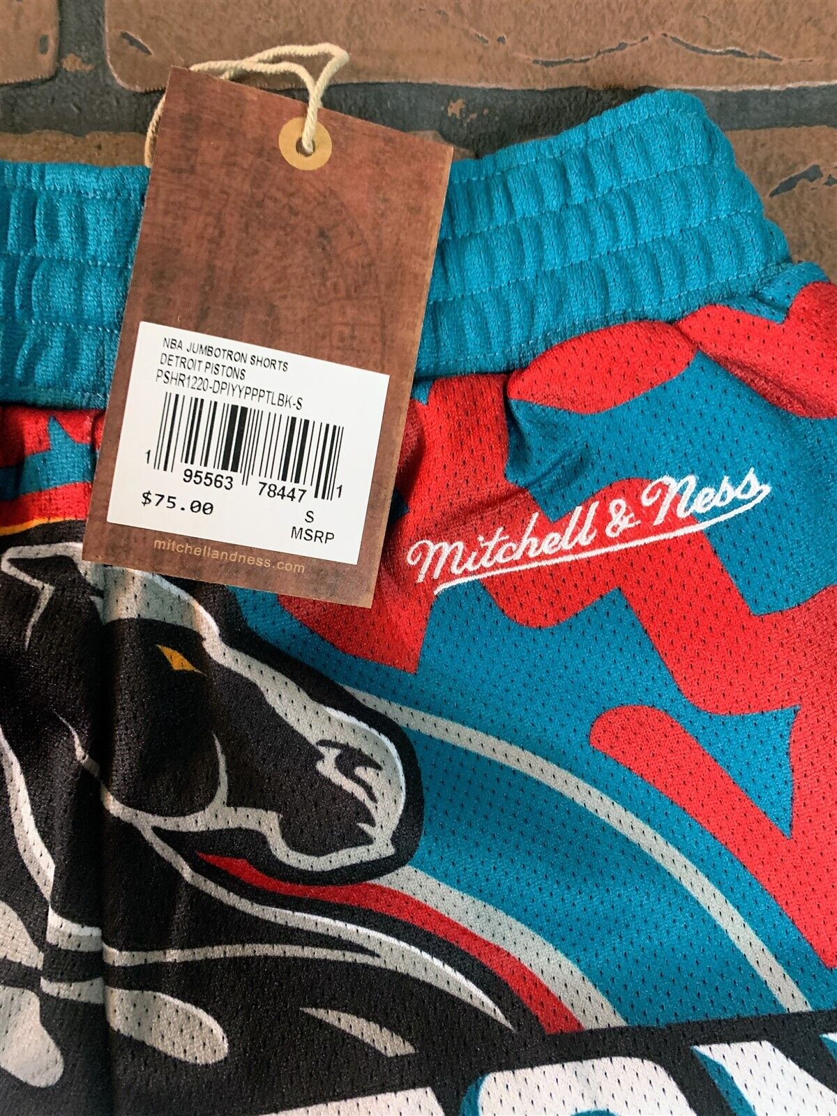 DETROIT PISTONS Mitchell & Ness Jumbotron 2.0 Sublimated Basketball Shorts ~New~