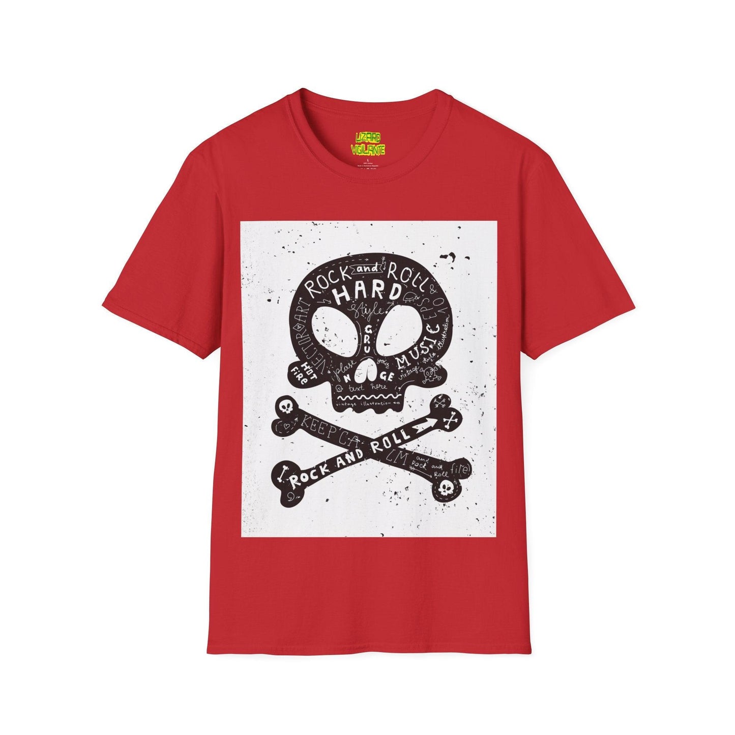 Rock and Roll Hard Skull Unisex Softstyle T-Shirt - Lizard Vigilante