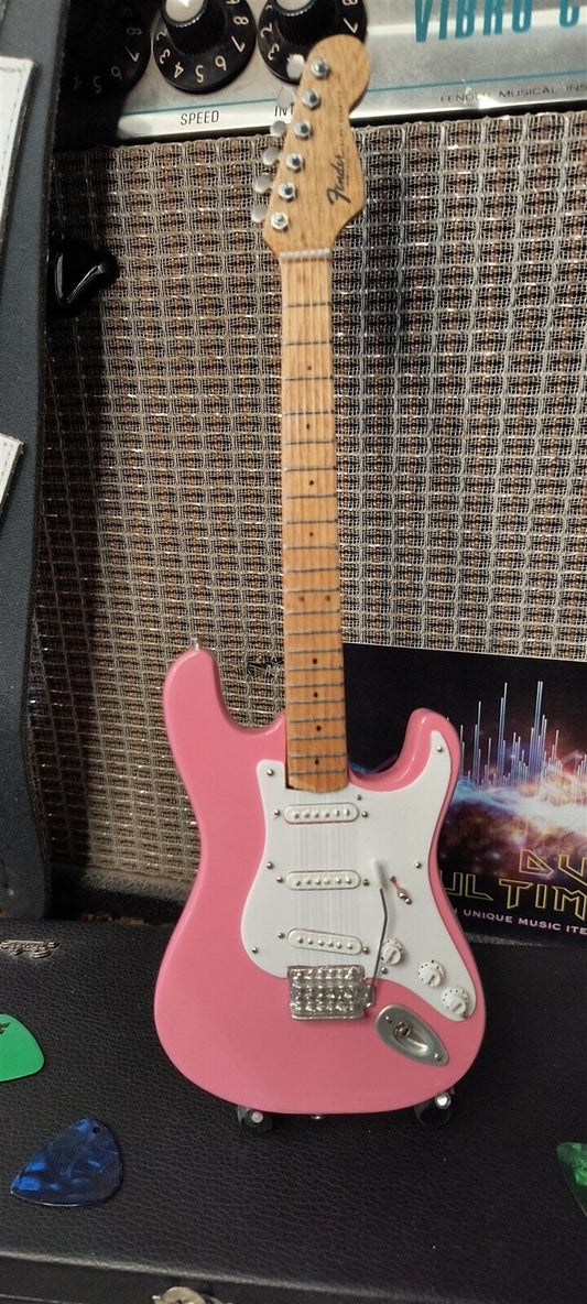Fender Pink Strat w/ White Pickguard 1:4 Scale Replica Guitar ~Axe Heaven