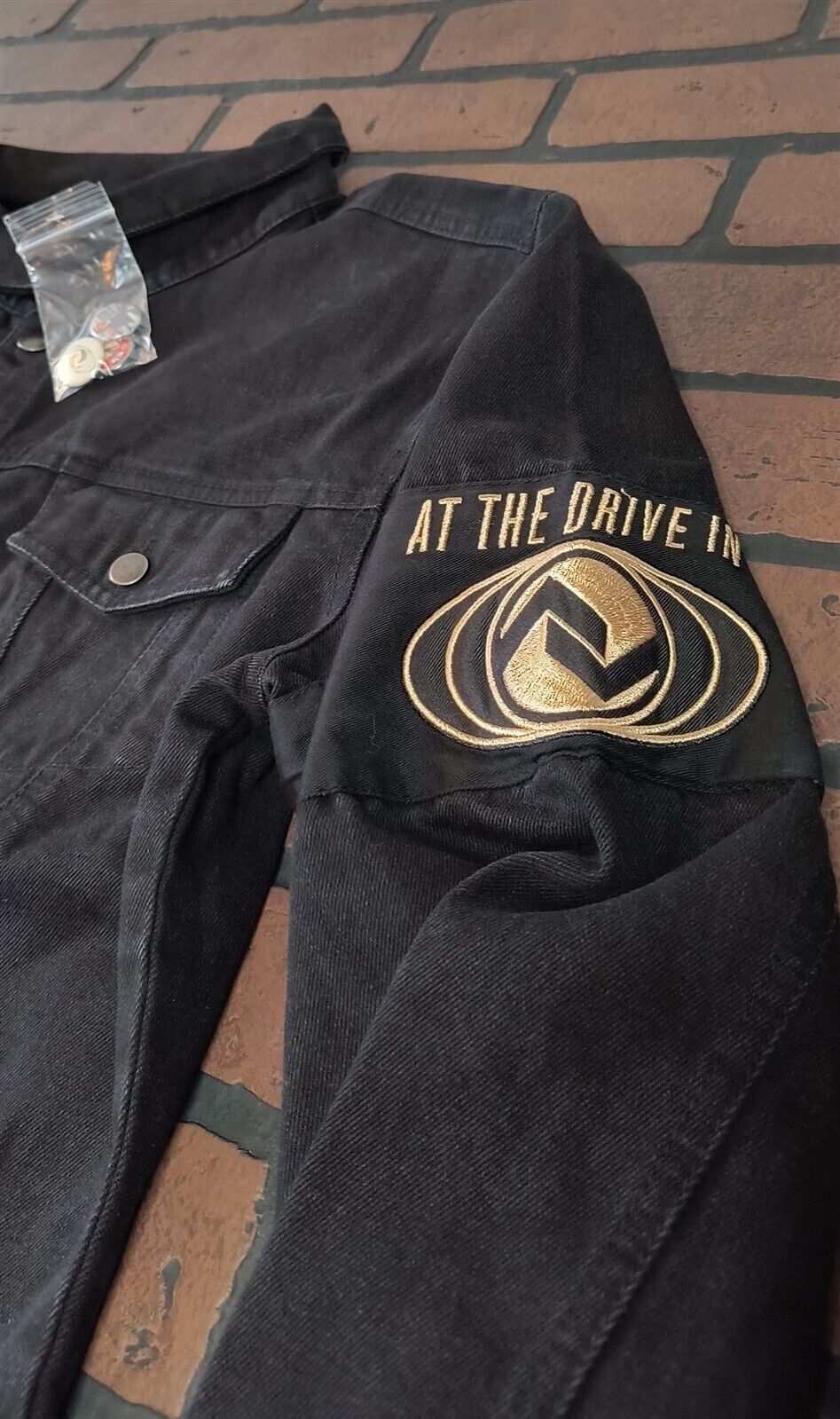 AT THE DRIVE IN - 2014 Hyena Black Denim Button-Up Jacket ~Brand New~ M L