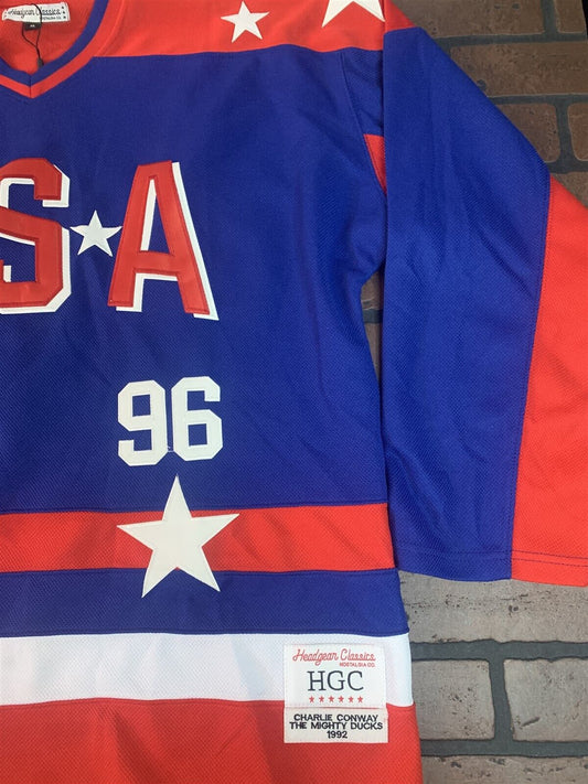 MIGHTY DUCKS (Conway) Headgear Classics Hockey Red Jersey ~Never Worn~ L XL